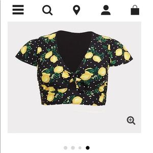 Torrid Lemon Dot Short Sleeve Bikini Top